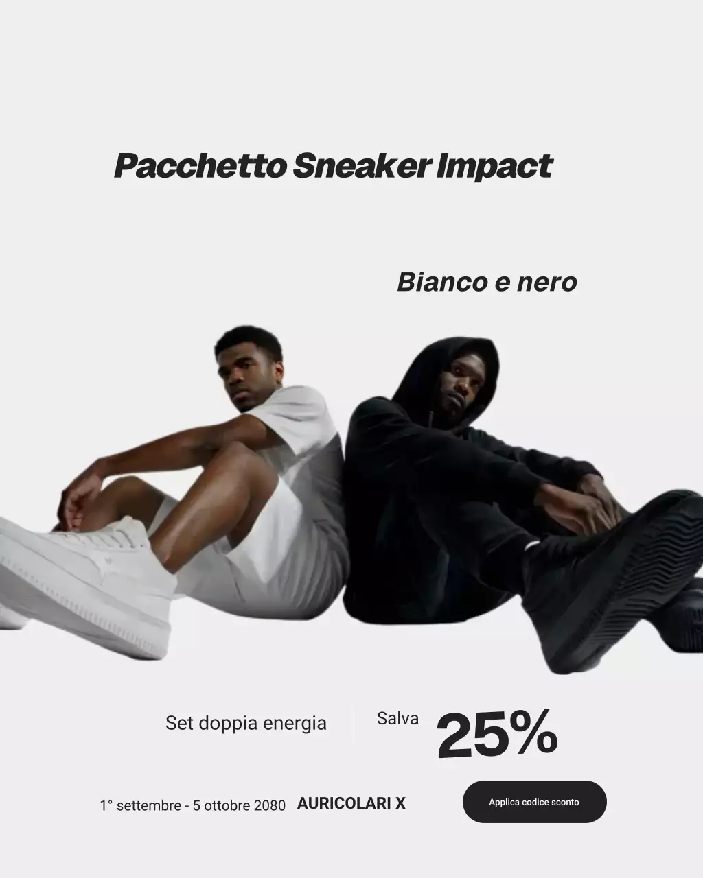 Post di Instagram sulla promozione delle sneaker moderne nere