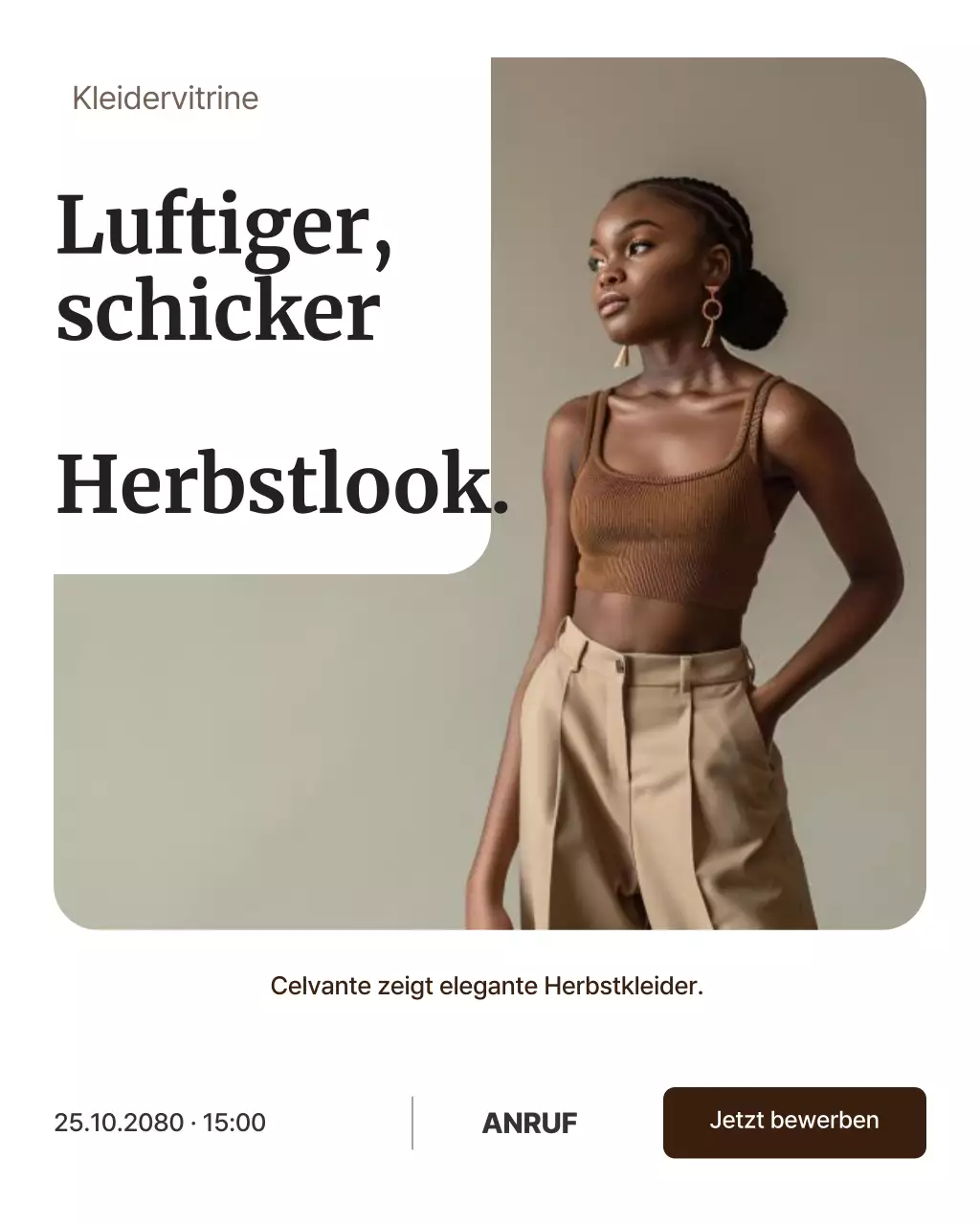 Beige Modern Fashion Ankündigung Instagram Post