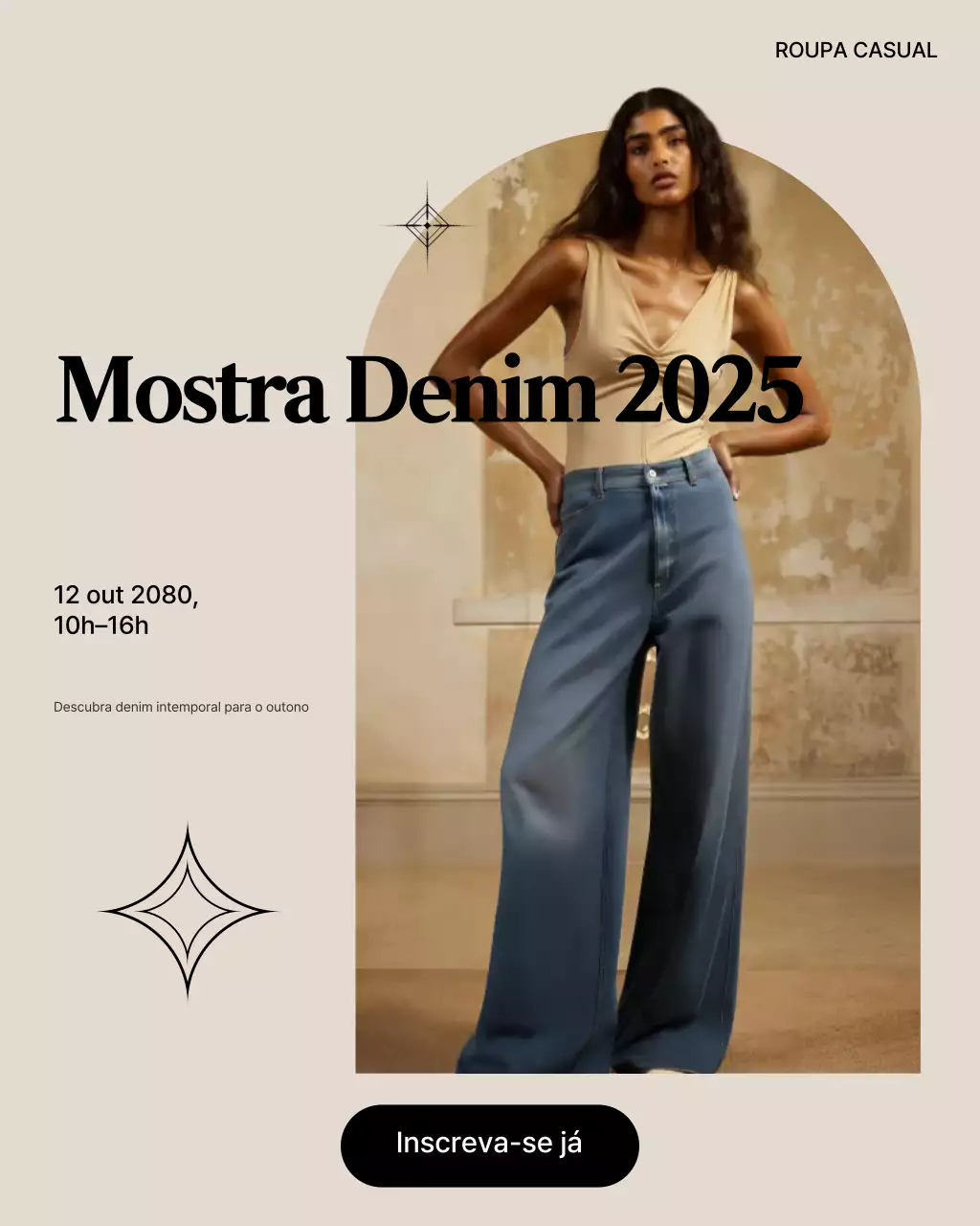 Postagem no Instagram sobre evento de moda moderna bege