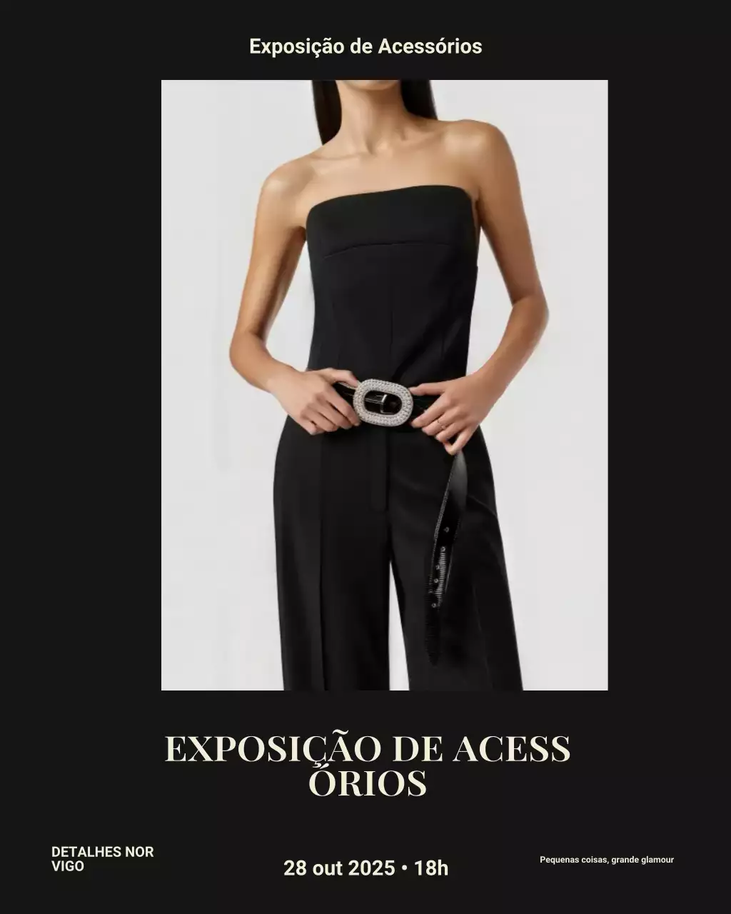 Postagem no Instagram sobre evento de moda elegante em preto
