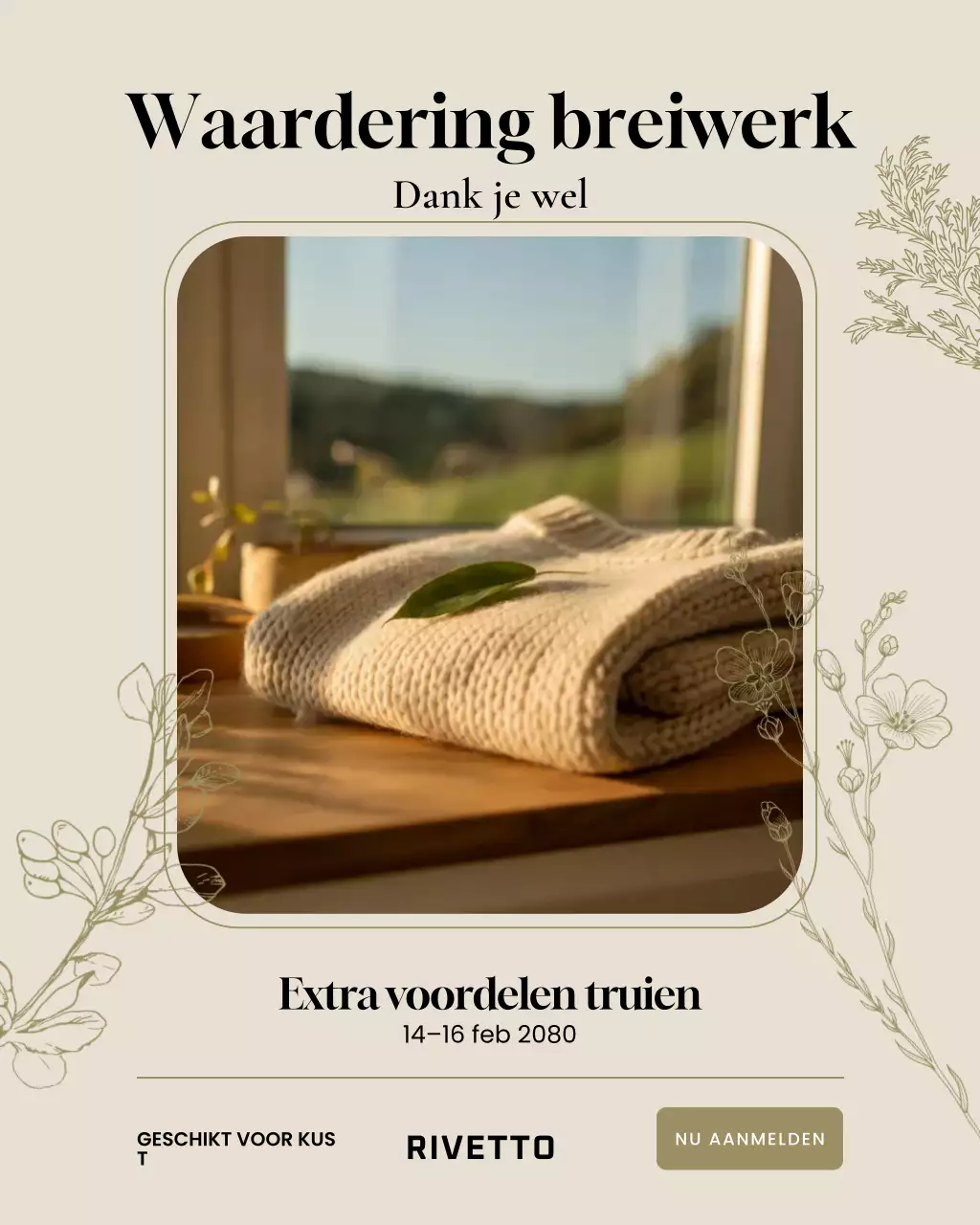 Instagram-bericht voor promotie van Cream Elegant Knit-evenement