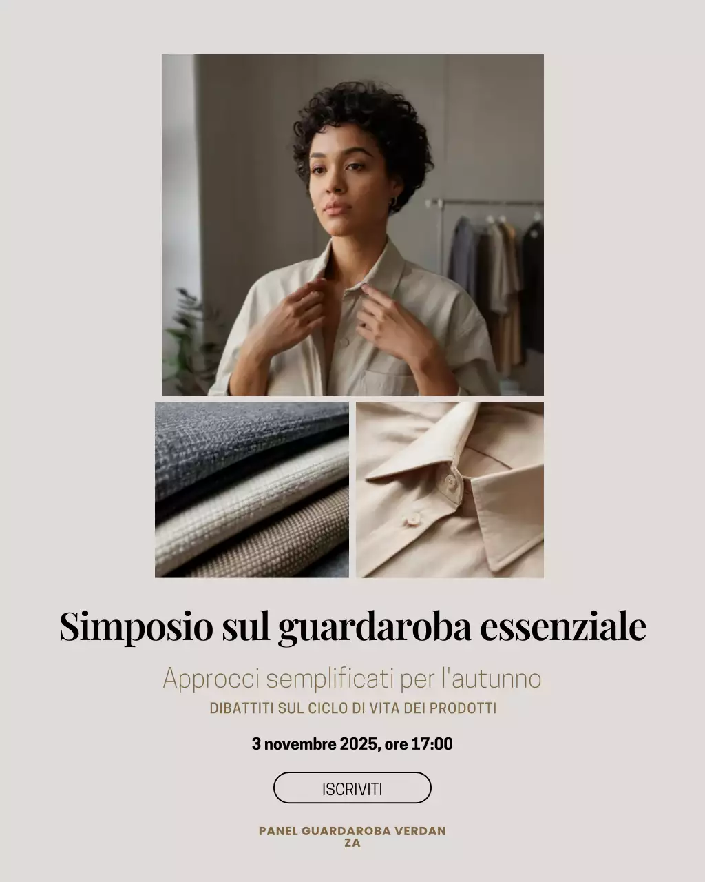Post Instagram di un evento di moda minimalista