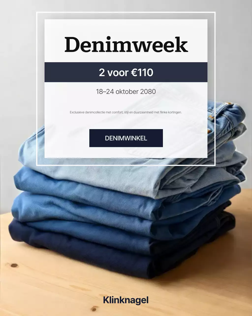 Instagram-bericht over de uitverkoop van blauwe moderne denim