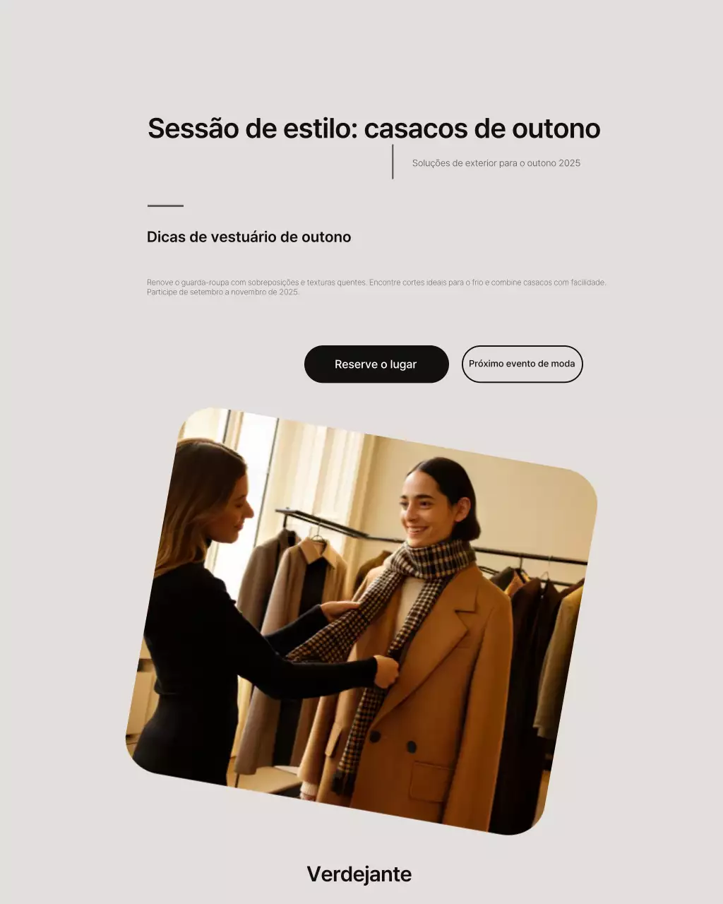 Postagem de promoção de moda moderna bege no Instagram