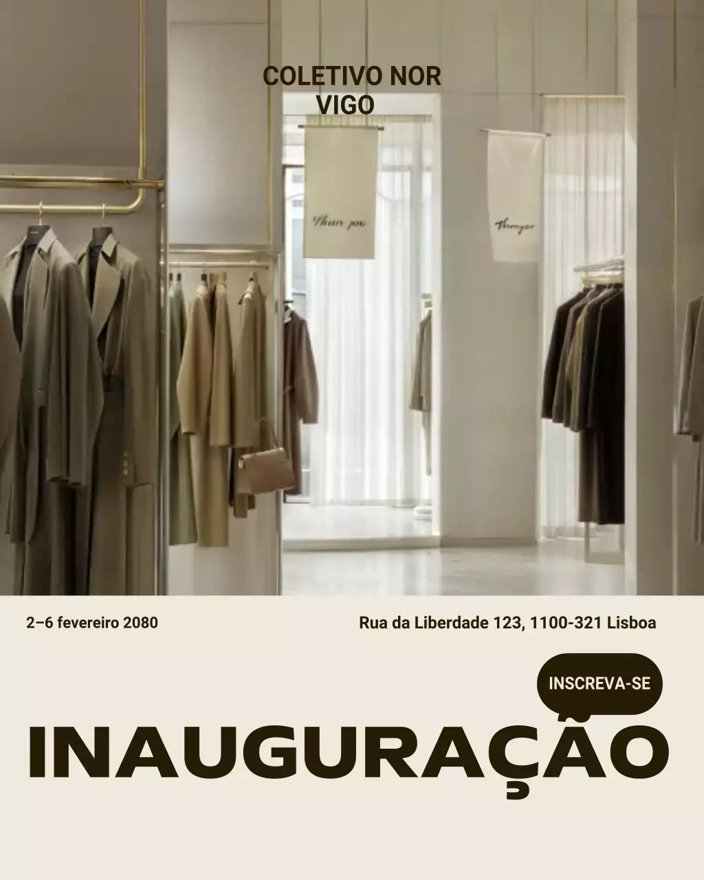 Postagem de promoção de moda moderna bege no Instagram