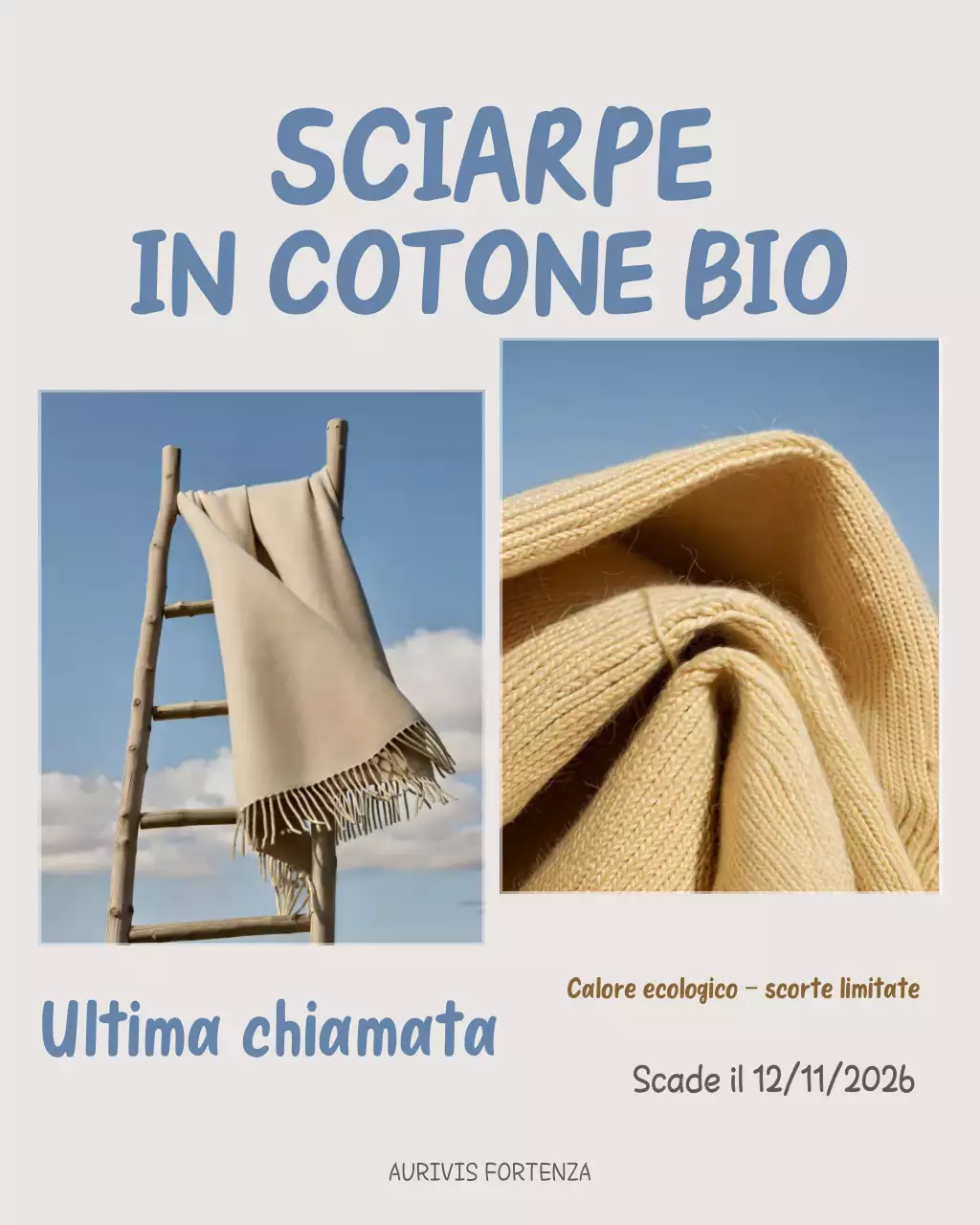 Post di Instagram sulla promozione della sciarpa rustica beige