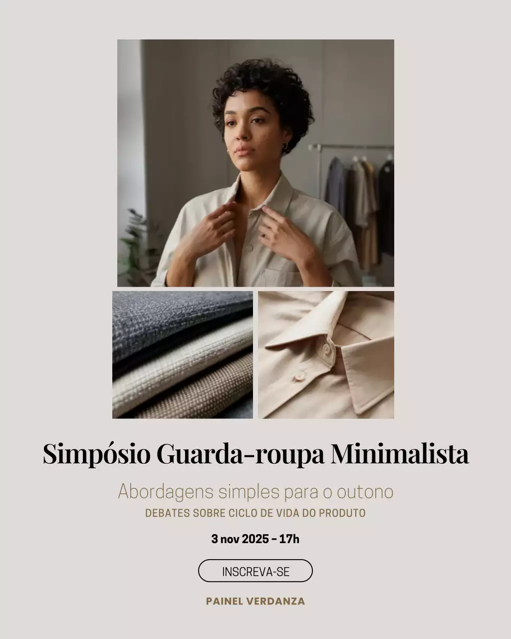 Postagem no Instagram sobre evento de moda minimalista