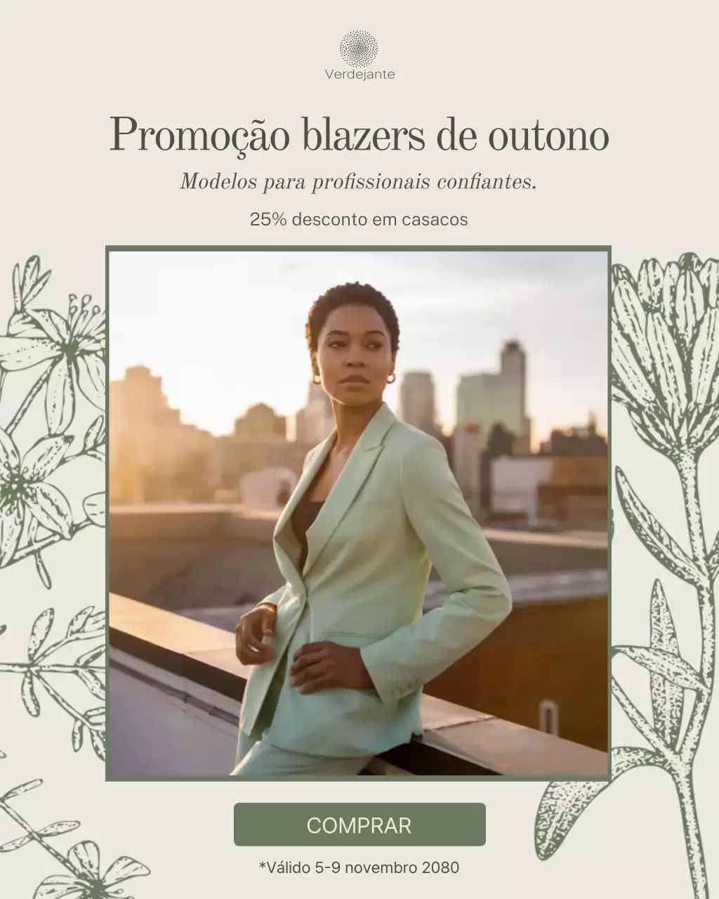 Publicidade de moda elegante bege no Instagram
