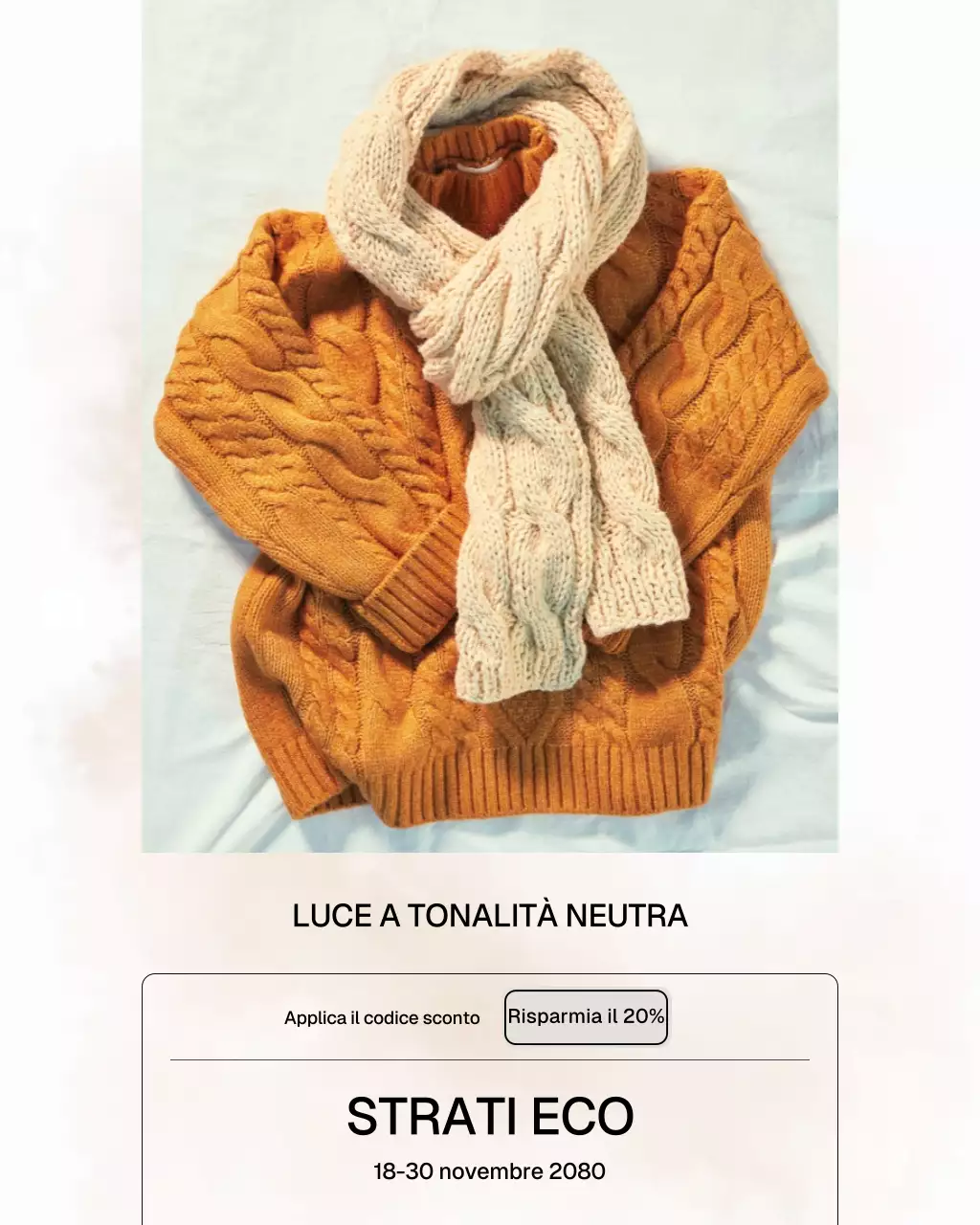 Post di Instagram promozionale della sciarpa minimale beige