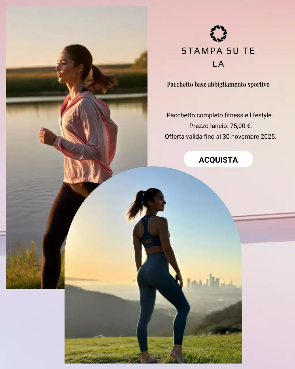 Post su Instagram per la promozione di Pink Modern Activewear
