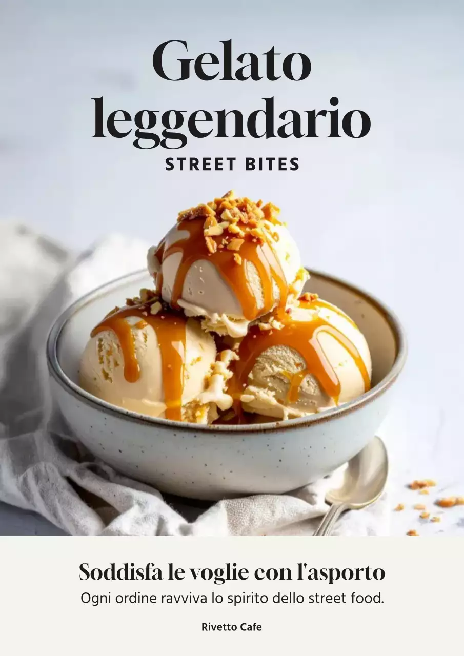 Manifesto pubblicitario moderno beige per gelato