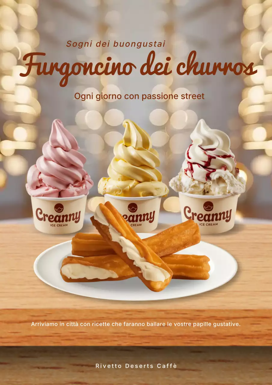 Poster promozionale di dessert alla moda beige