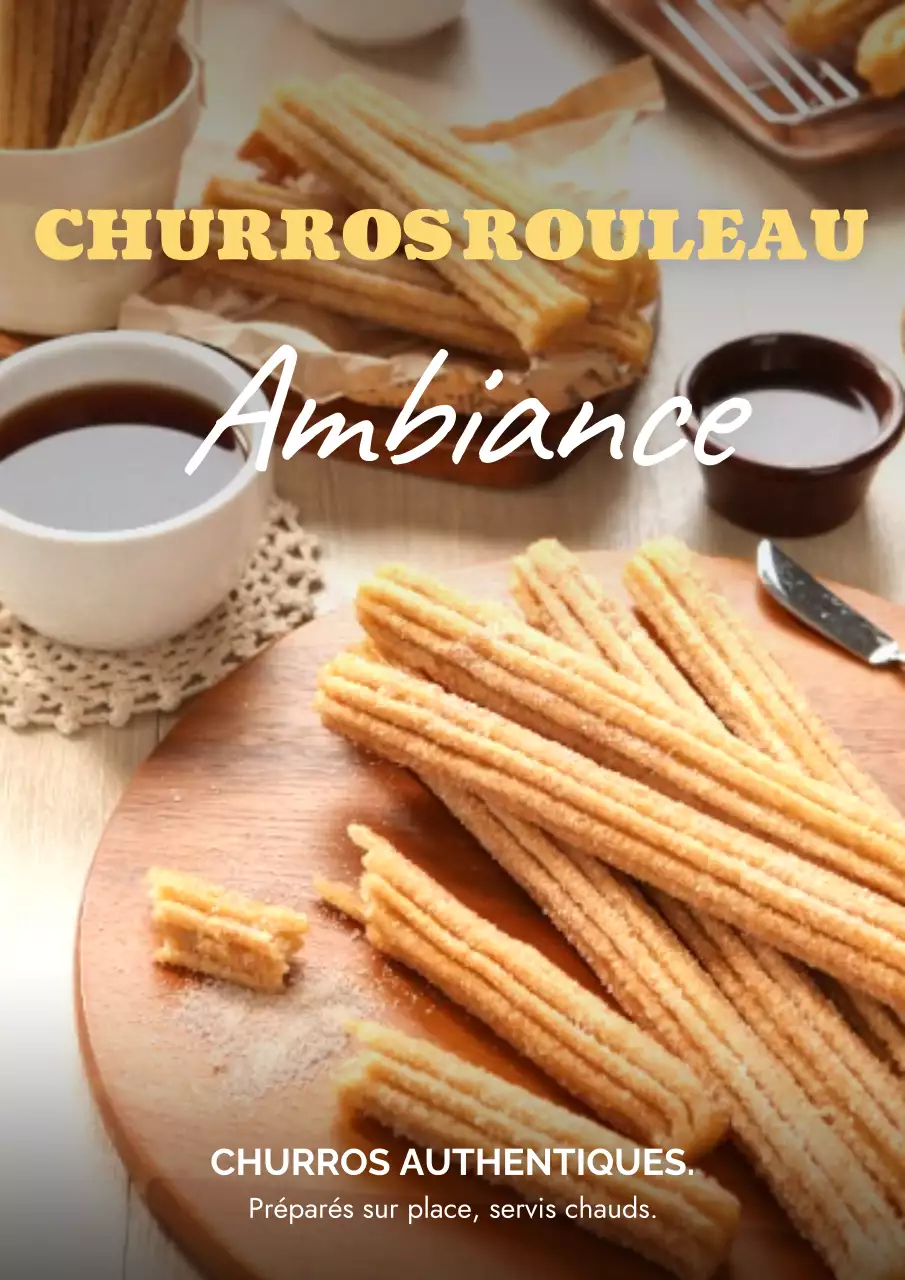 Affiche publicitaire pour churros rustiques marron