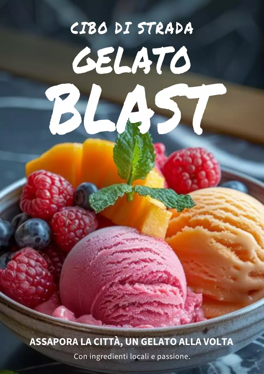 Manifesto promozionale colorato per gelato rustico