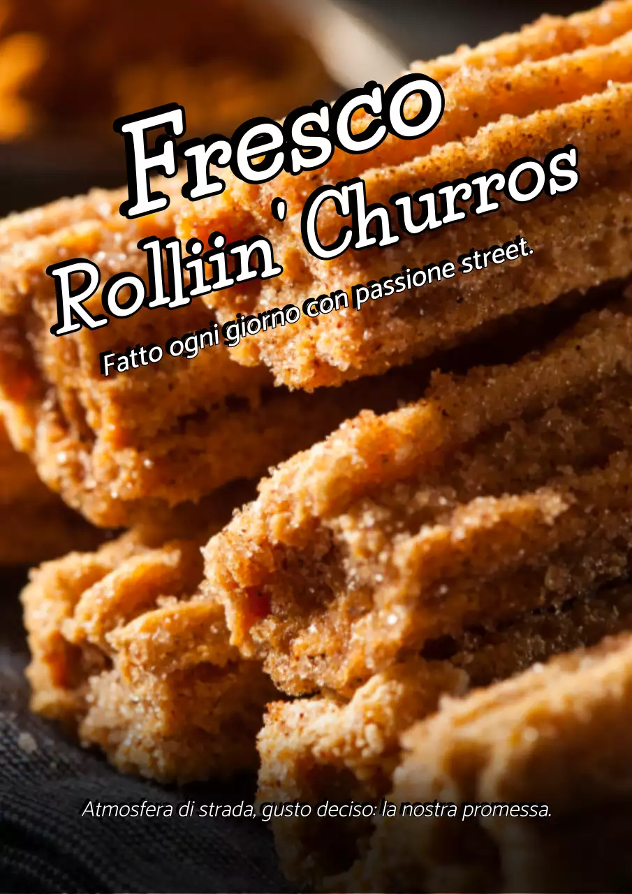 Poster promozionale di Churros alla moda marroni