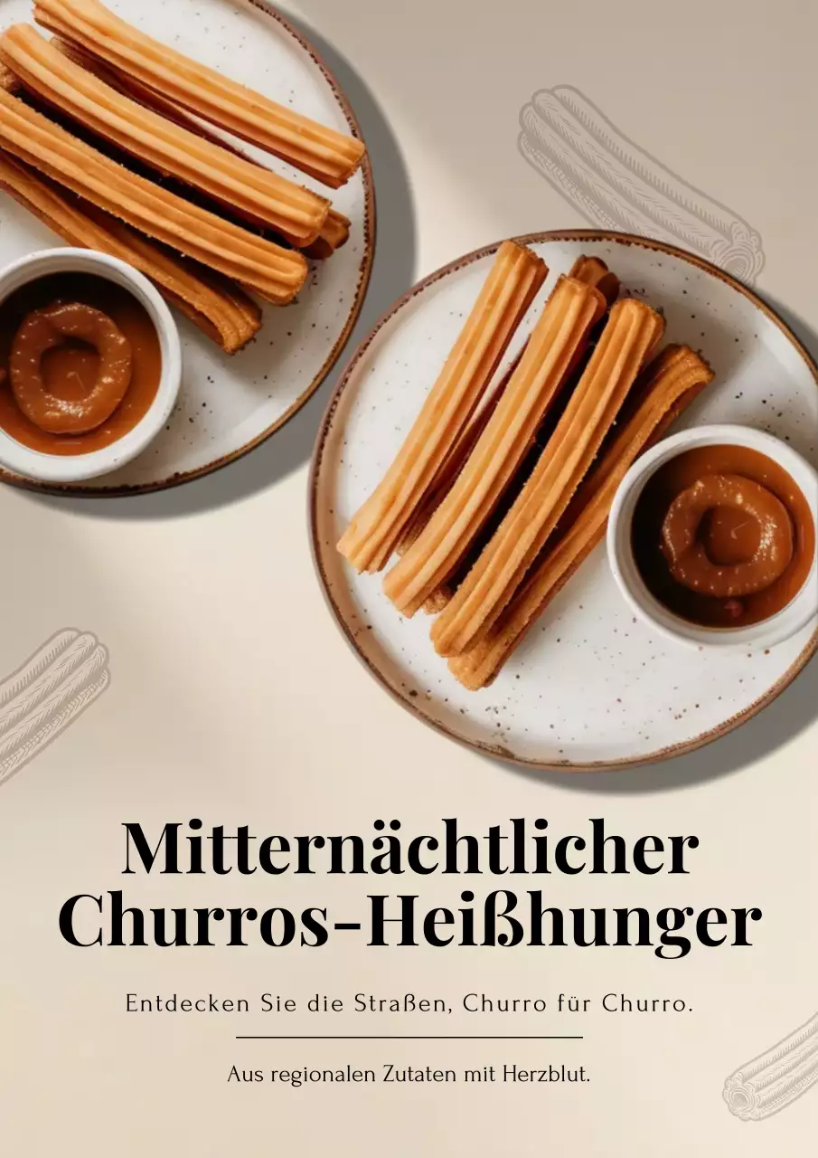 Beiges modernes Churros-Werbeplakat