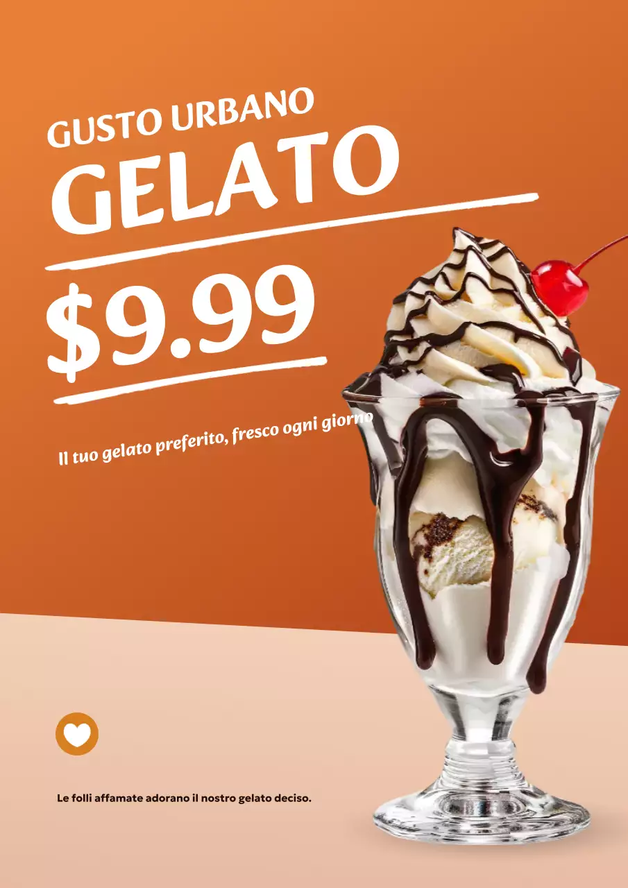 Manifesto promozionale del gelato moderno arancione