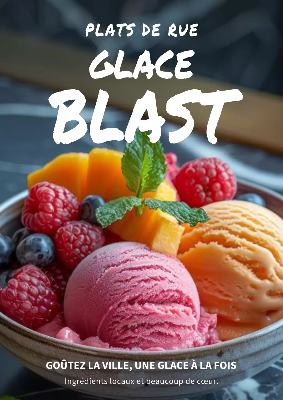 Affiche promotionnelle colorée pour crème glacée rustique