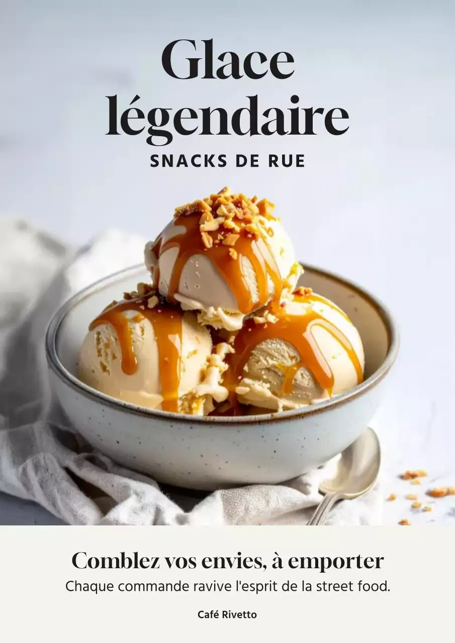 Affiche publicitaire beige moderne pour crème glacée