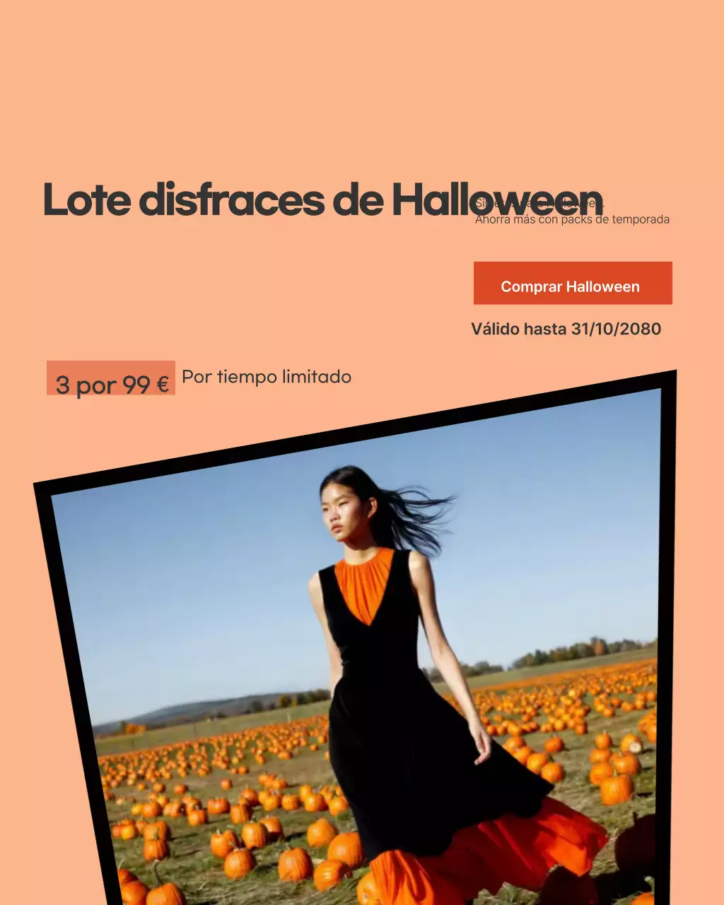 Publicación de Instagram de promoción de moda de tendencia naranja