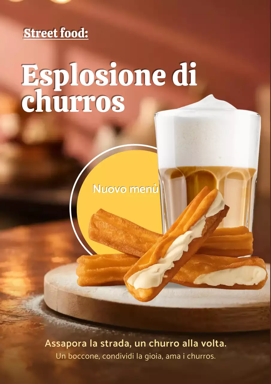 Manifesto pubblicitario rustico marrone per cibo da strada