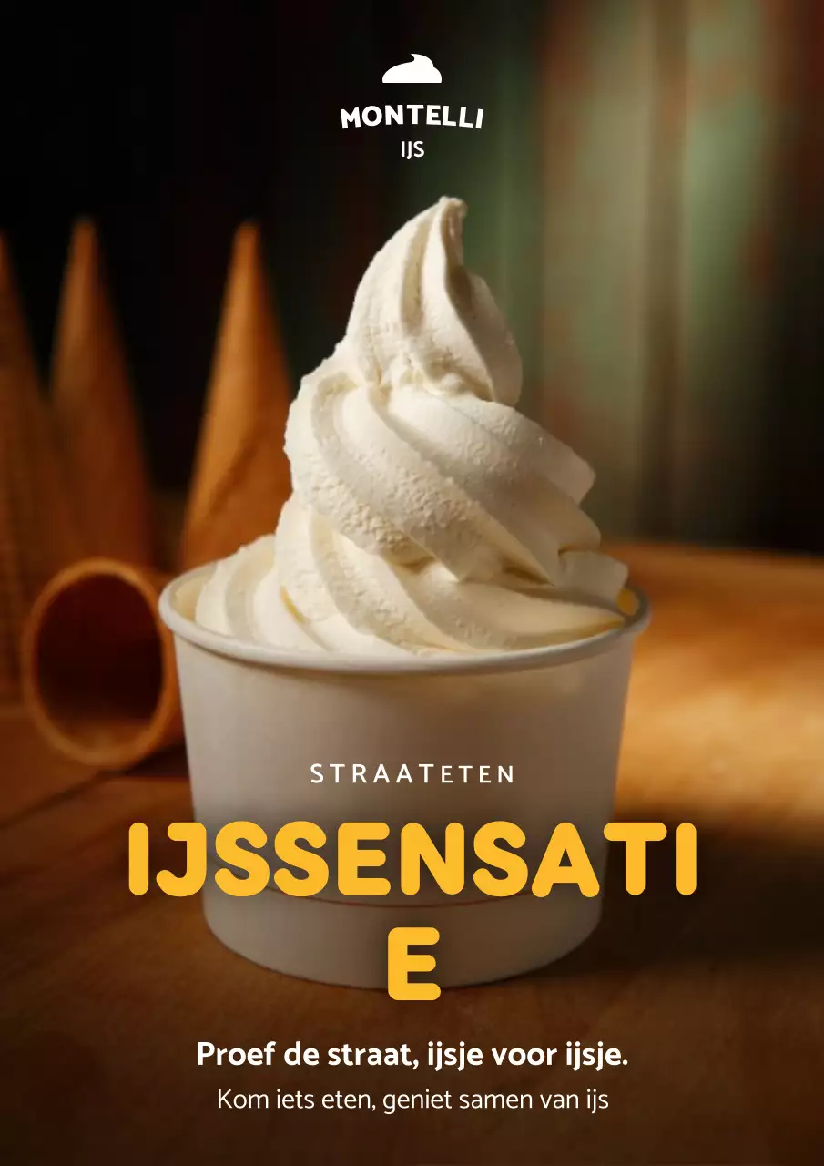 Bruine klassieke ijsreclameposter