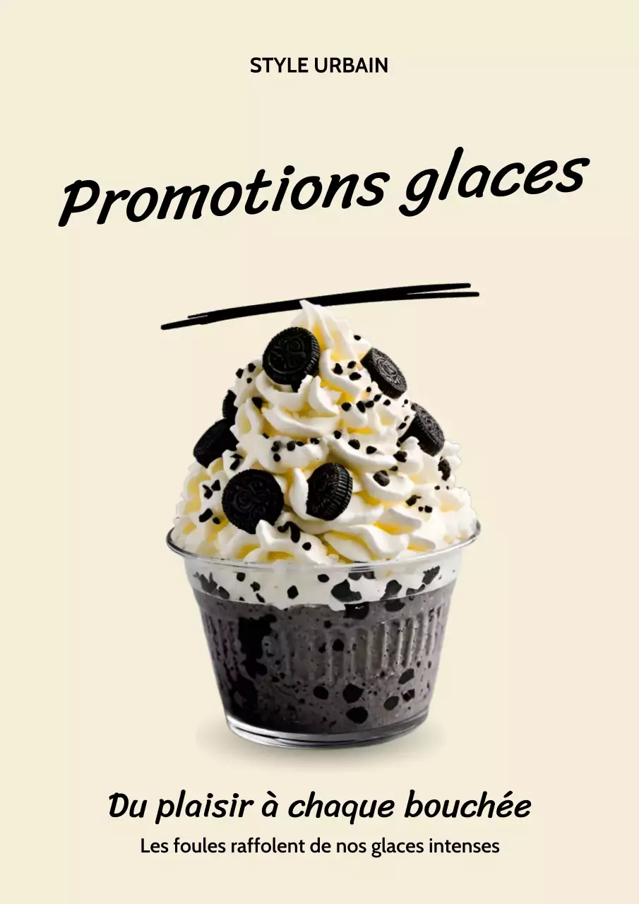 Affiche promotionnelle de dessert rétro rose