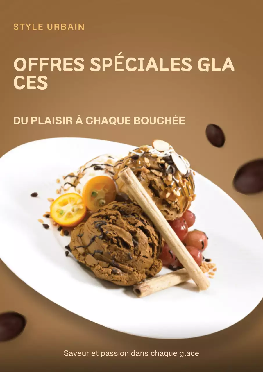 Affiche promotionnelle du dessert tendance à l'orange