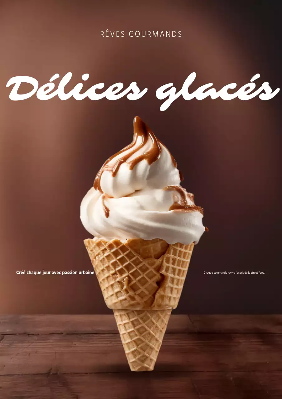 Affiche publicitaire rétro marron pour crème glacée