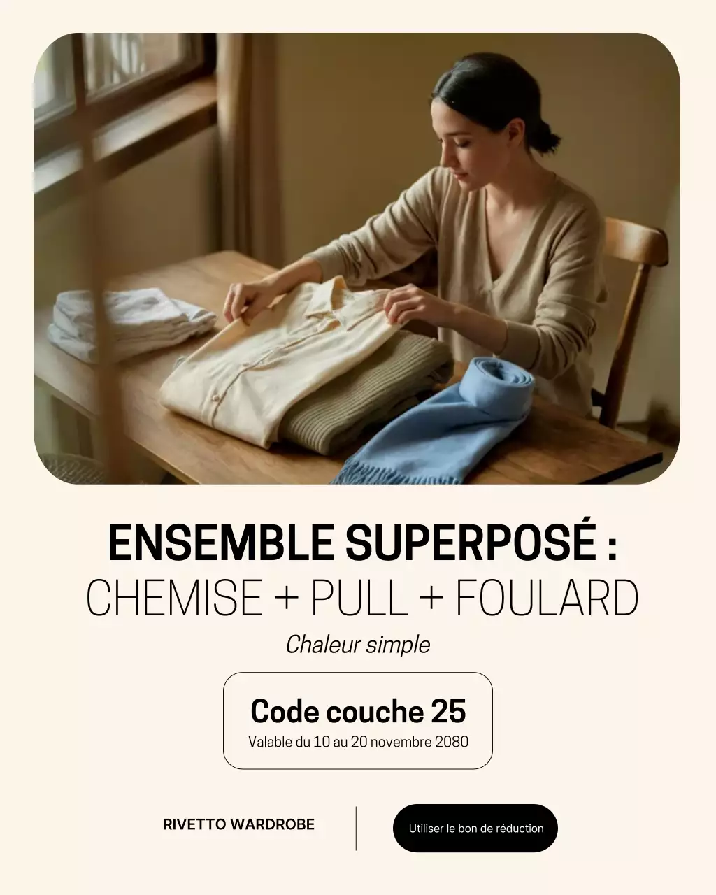 Publication Instagram de promotion de la mode rustique beige