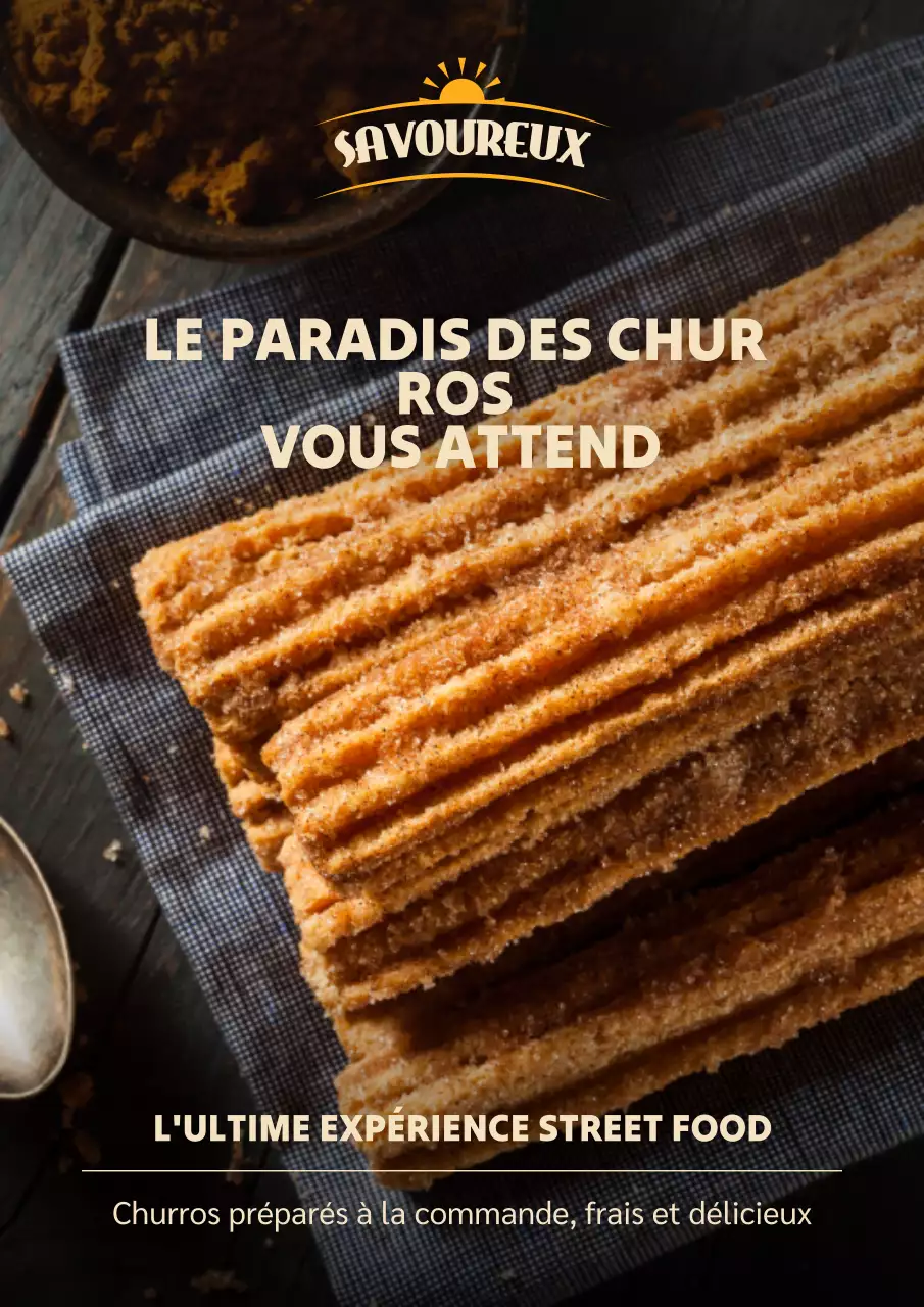 Affiche publicitaire pour les churros rustiques orange