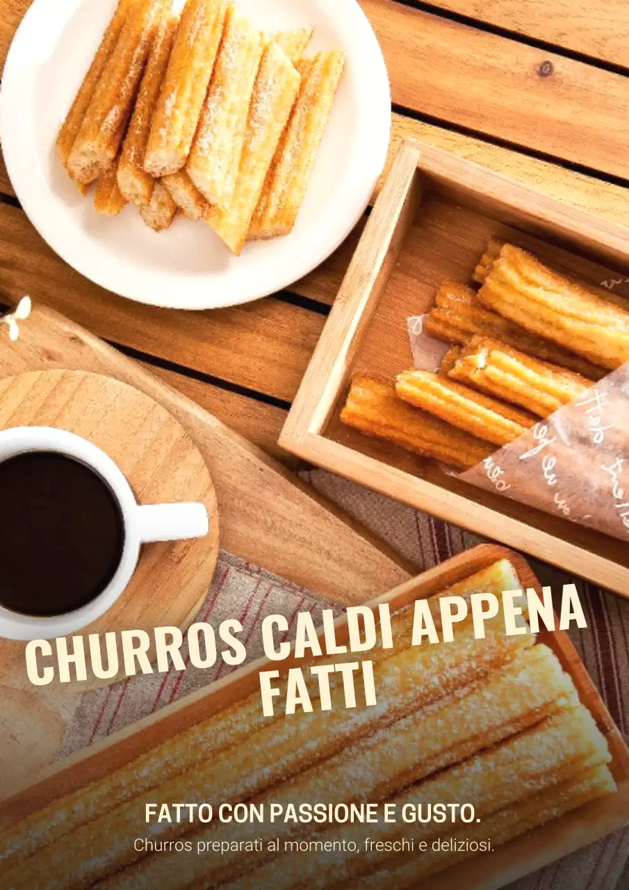 Manifesto pubblicitario di churros rustici beige