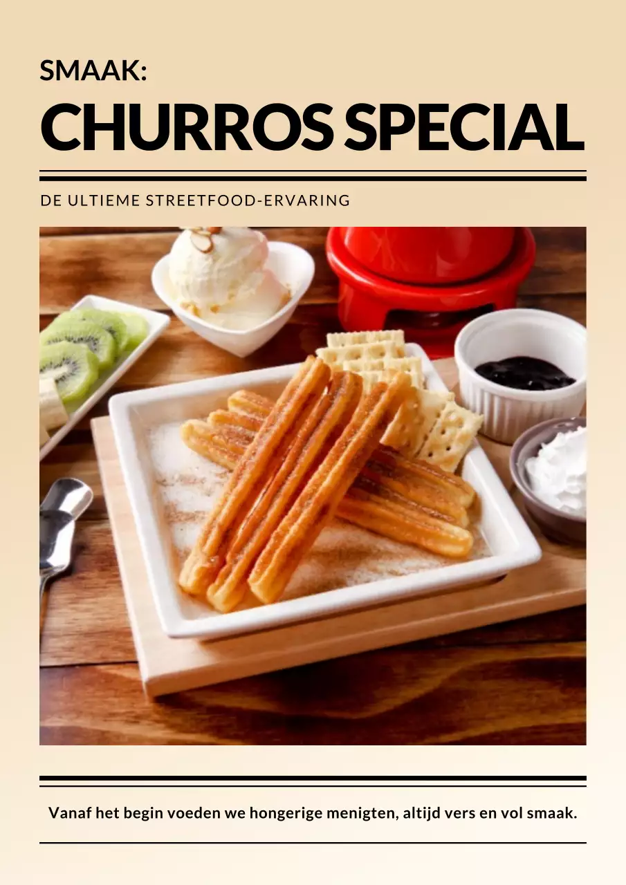 Beige rustieke straatvoedselreclameposter