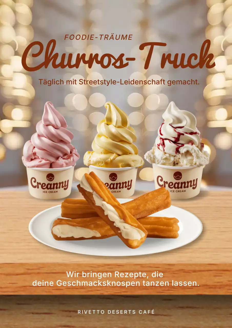 Beiges trendiges Dessert-Werbeplakat