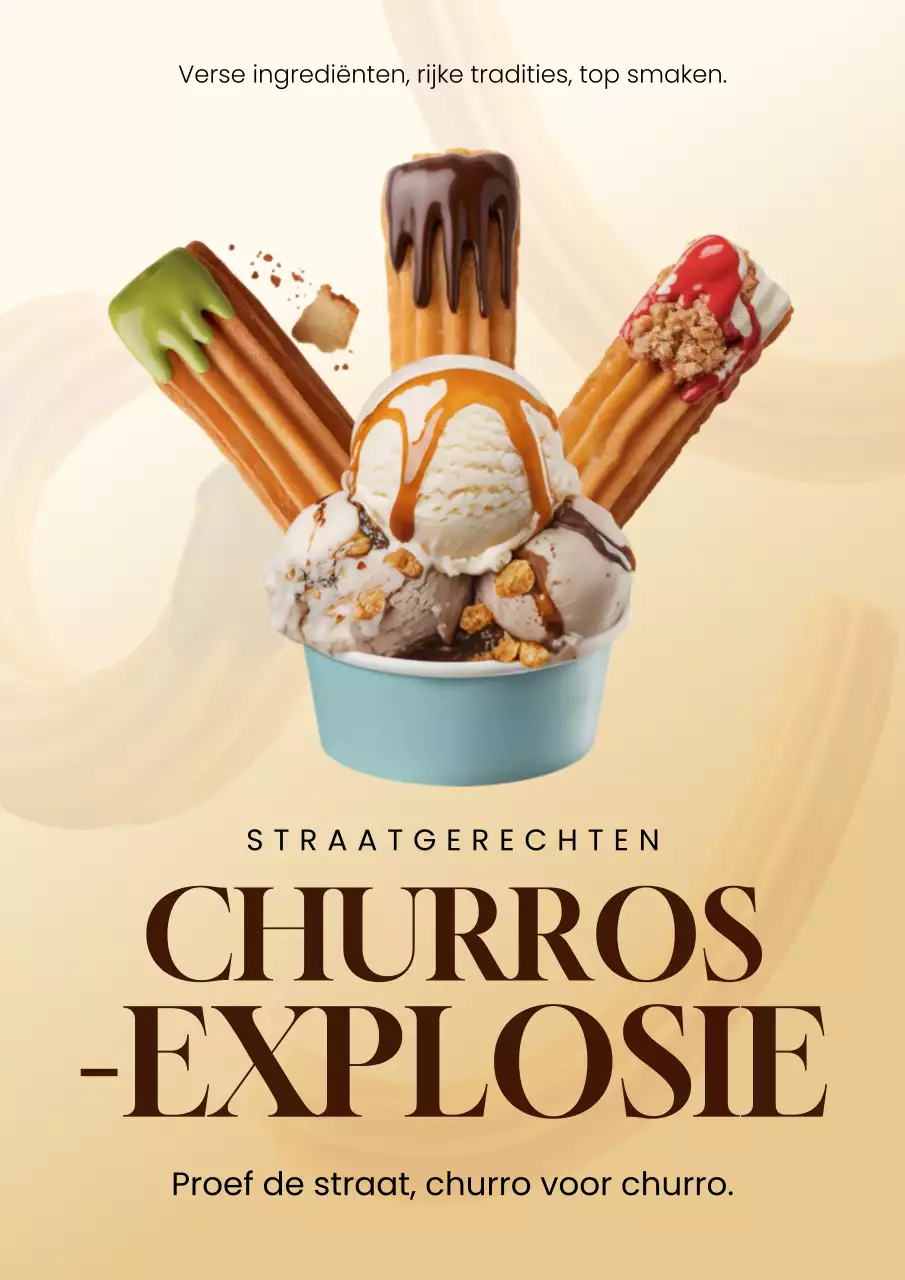 Beige Trendy Churros Advertentieposter