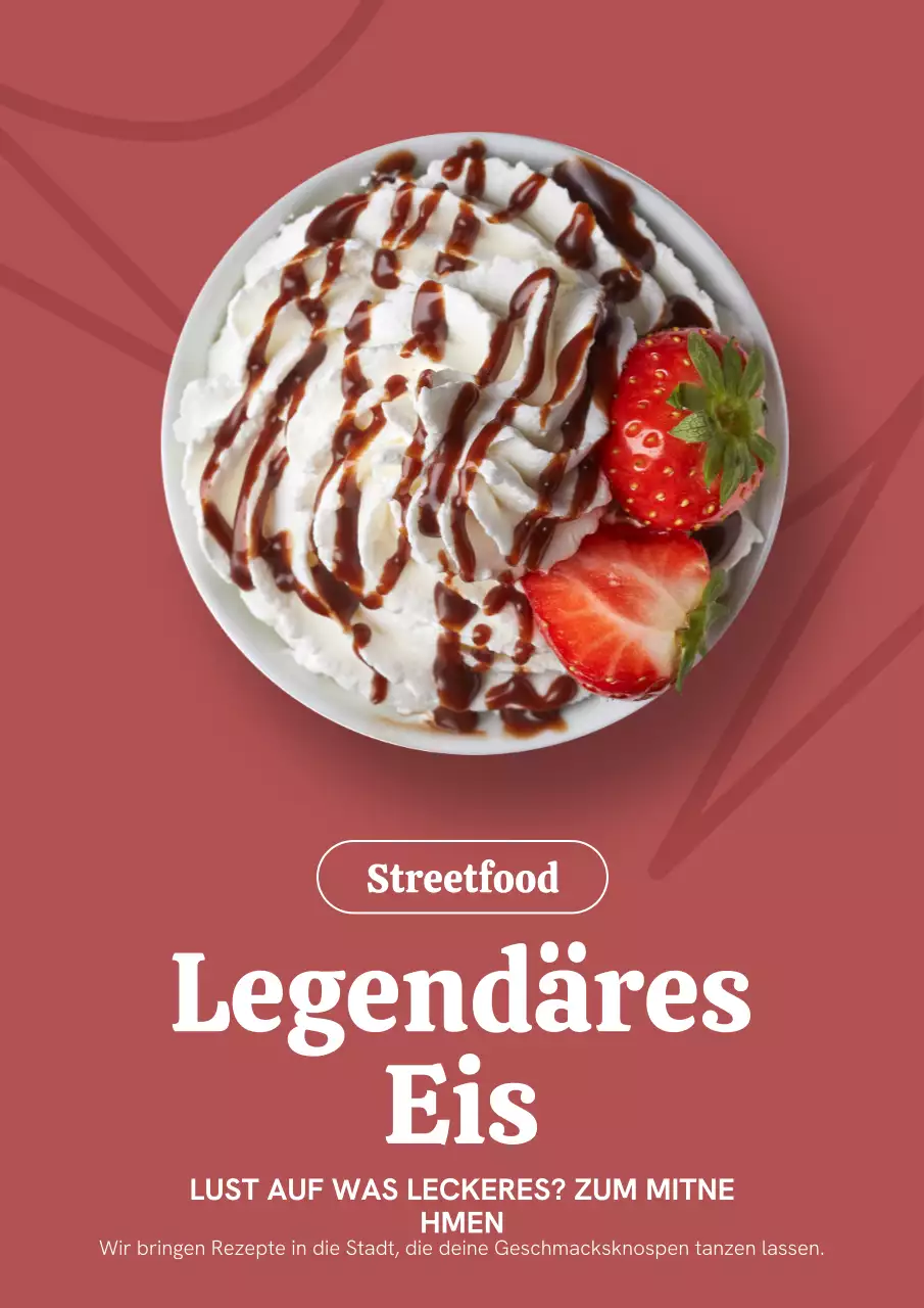 Rotes trendiges Dessert-Werbeplakat