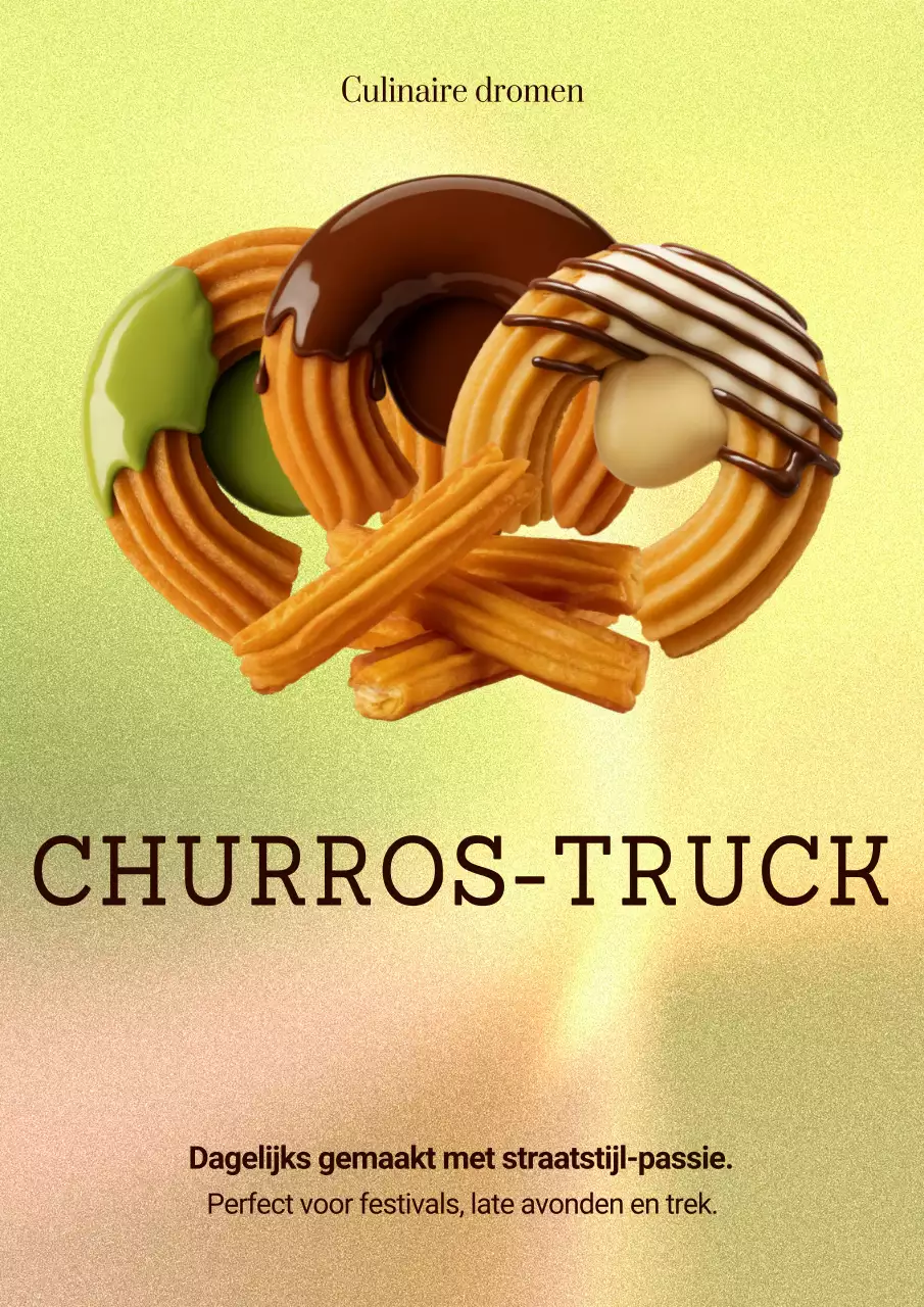 Bruine Retro Churros-reclameposter