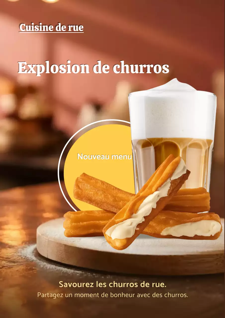 Affiche publicitaire de nourriture de rue rustique marron