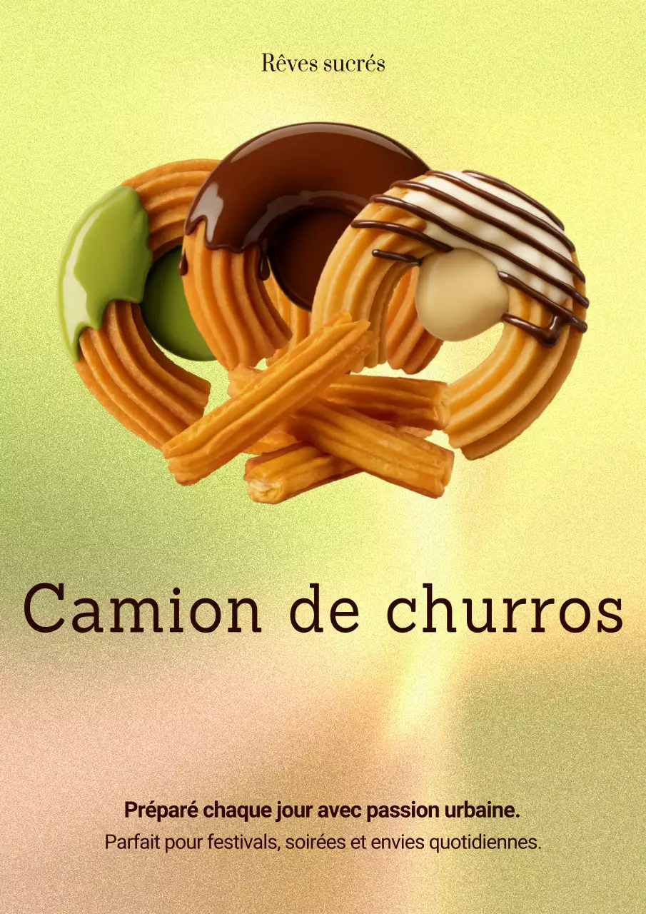 Affiche publicitaire rétro marron pour churros