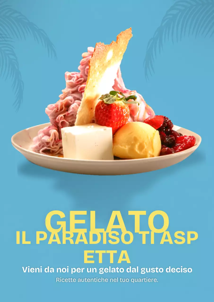 Manifesto promozionale del gelato blu audace