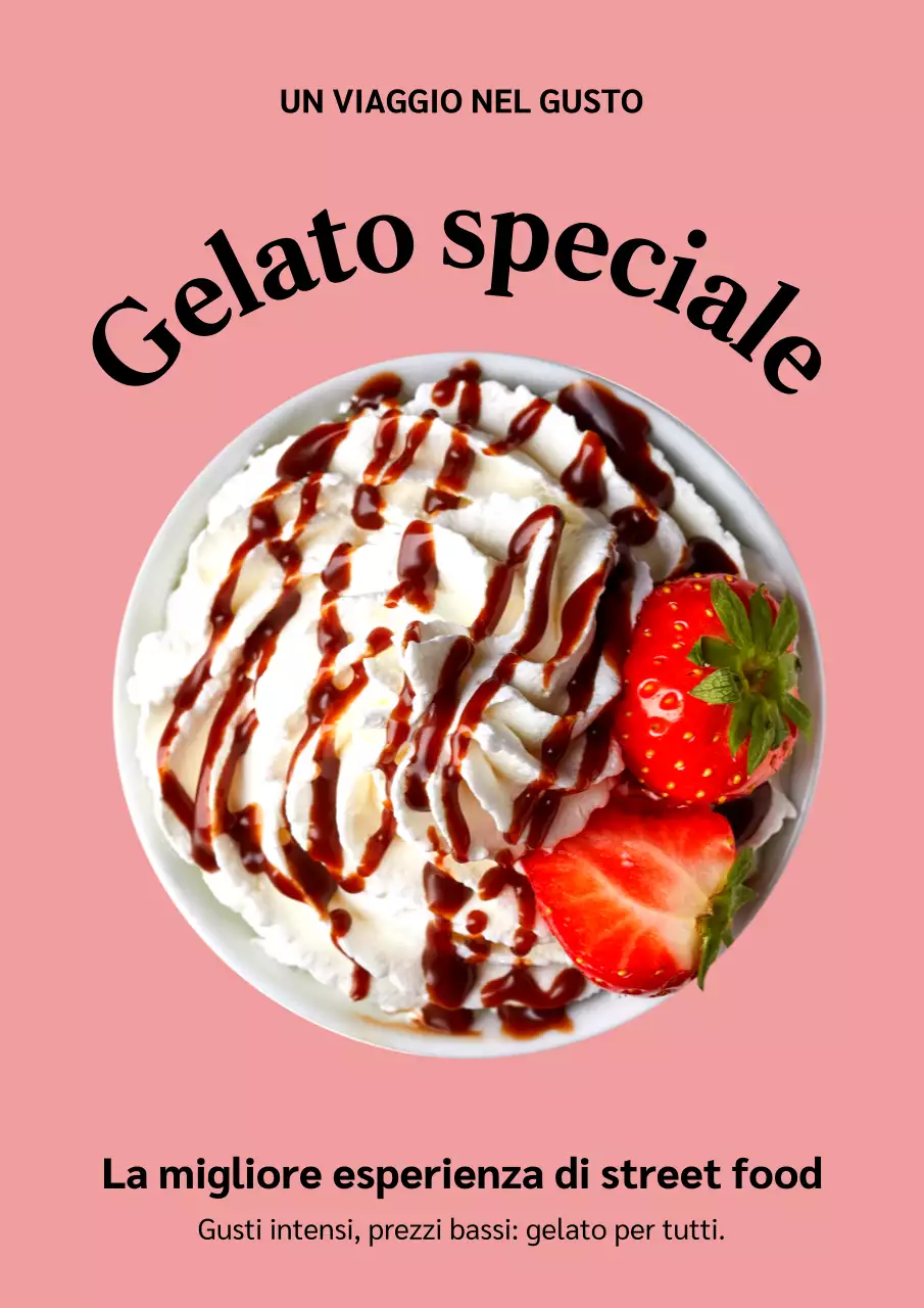 Poster promozionale del gelato moderno rosa