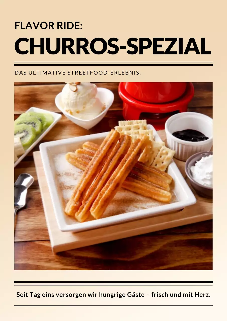 Beigefarbenes rustikales Streetfood-Werbeplakat