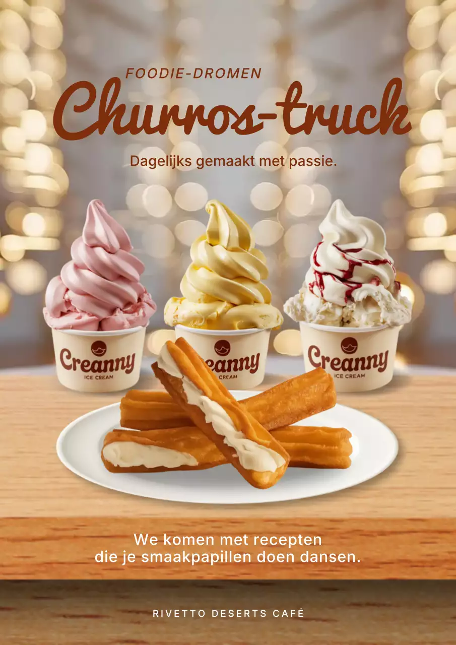 Beige Trendy Dessert Promotie Poster