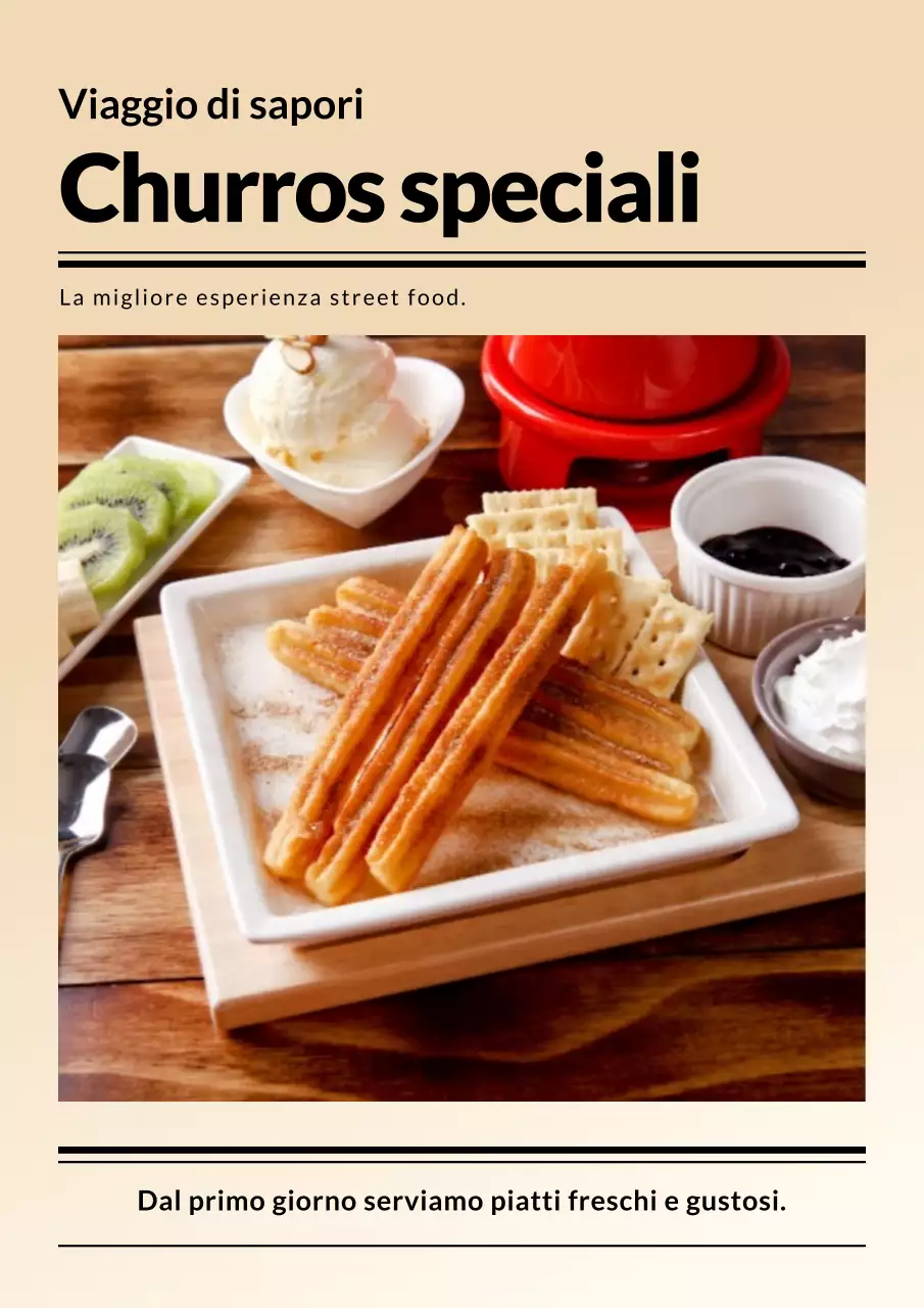 Manifesto pubblicitario di cibo da strada rustico beige