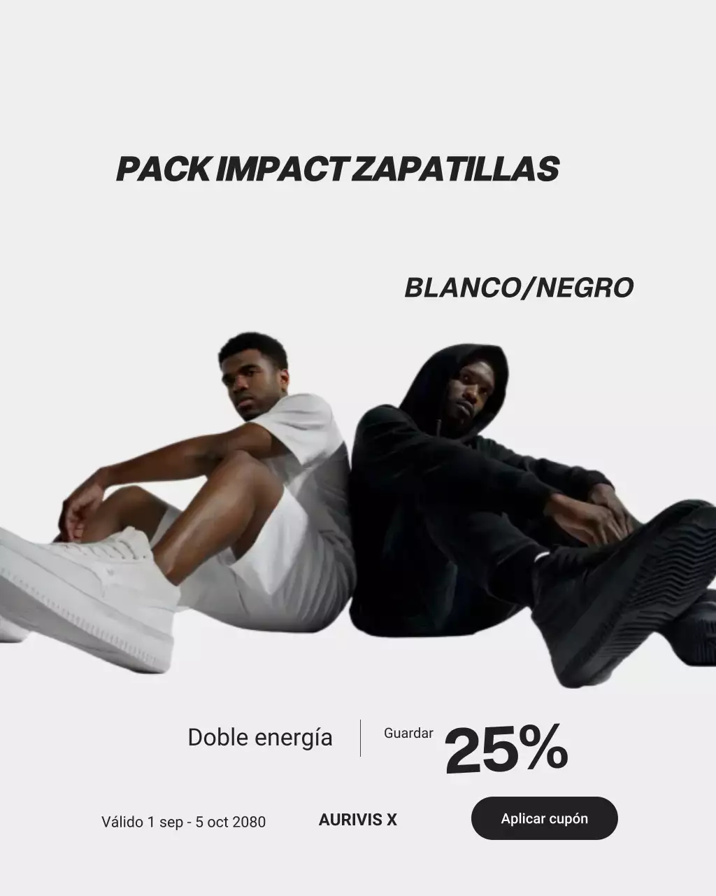 Publicación de Instagram sobre la promoción de zapatillas modernas negras
