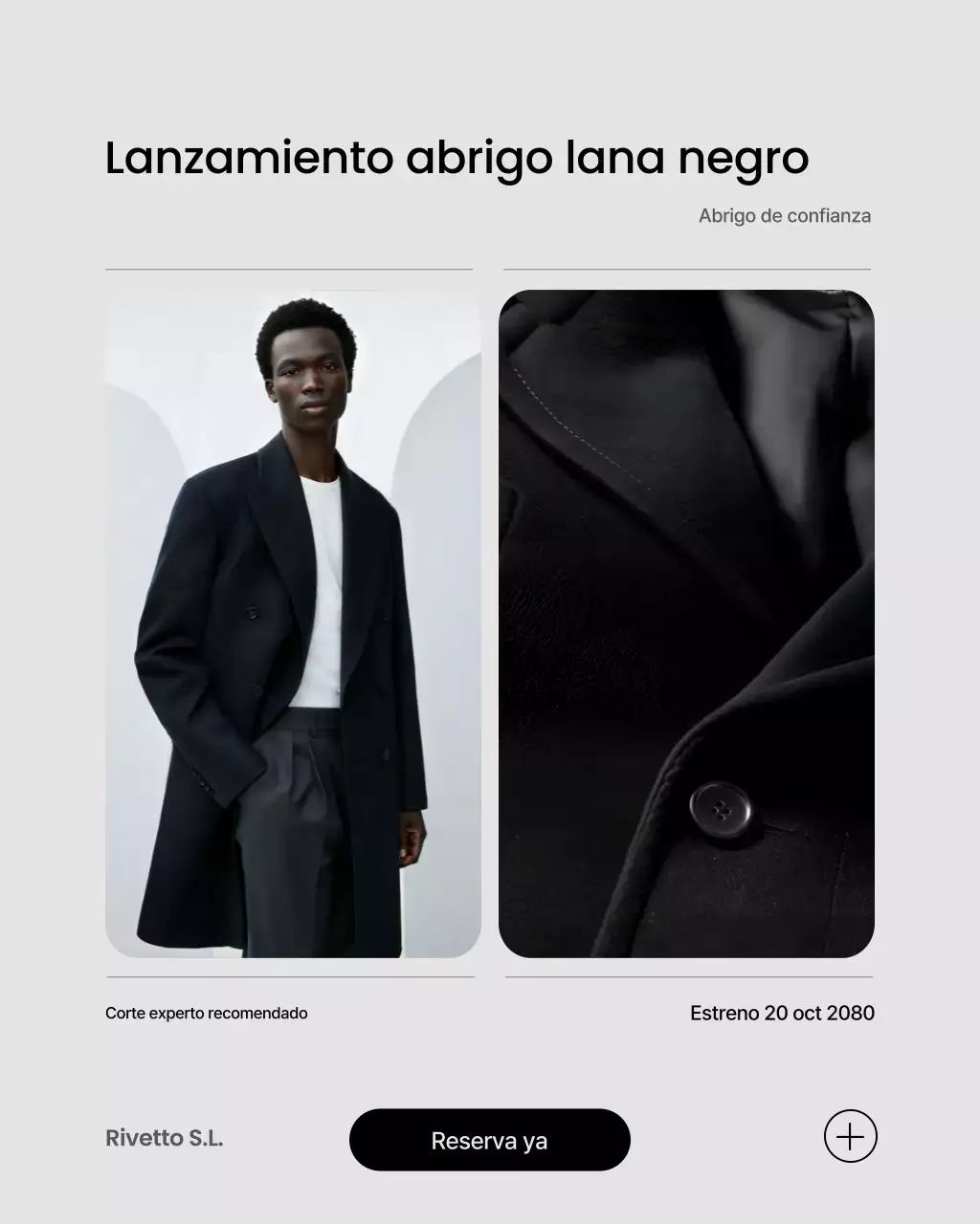 Publicación de Instagram de promoción de moda moderna negra