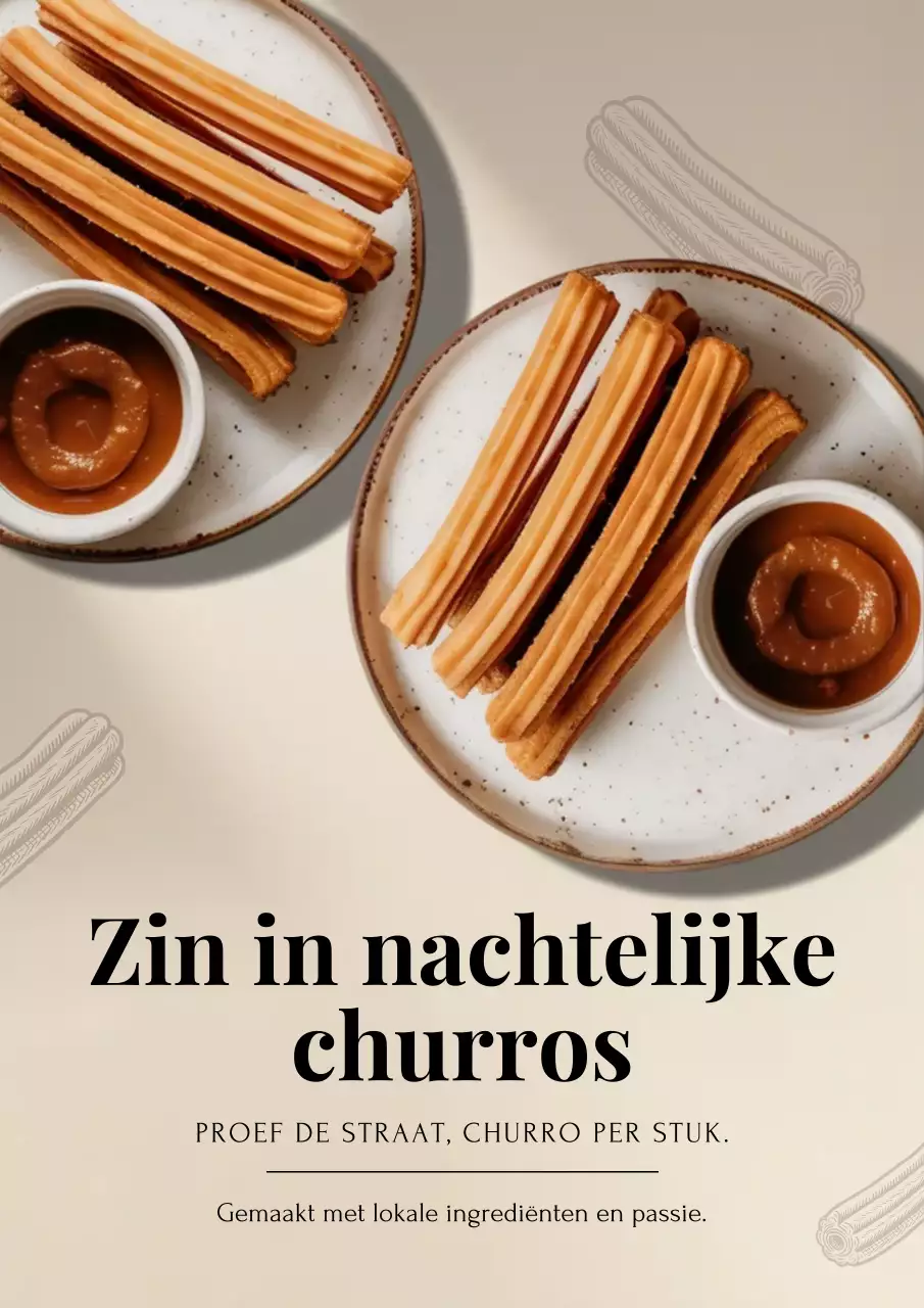 Beige moderne churros-reclameposter