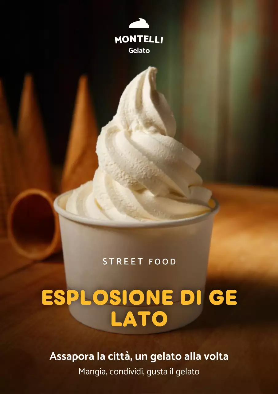 Manifesto pubblicitario del gelato classico marrone