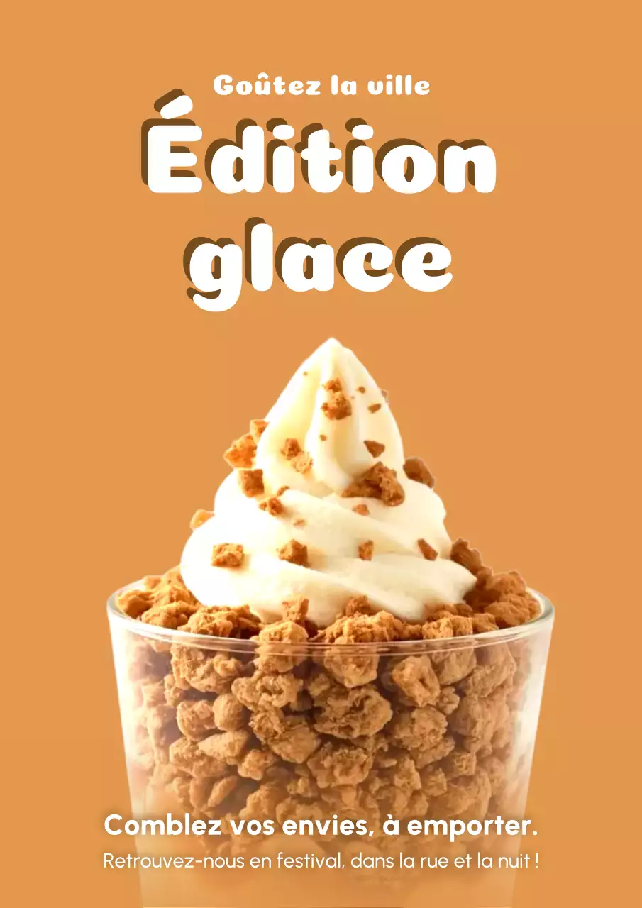 Affiche promotionnelle du dessert moderne orange