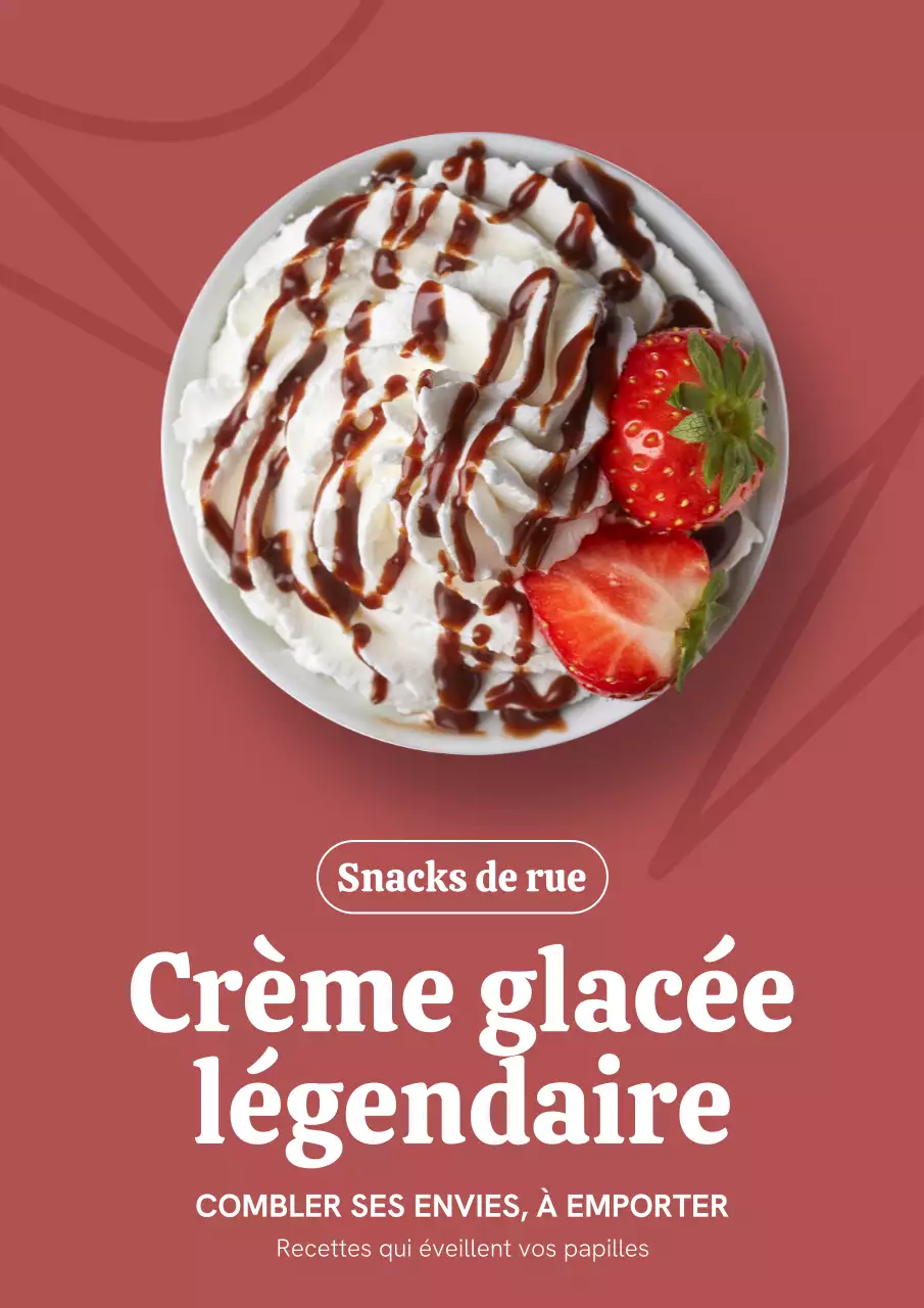 Affiche promotionnelle du dessert tendance rouge